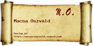 Macsa Oszvald névjegykártya